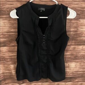The Limited Black Sleeveless Blouse with Mandarin Collar